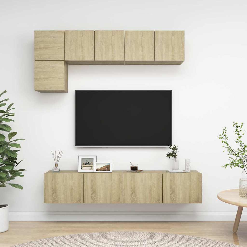 5 Piece TV Cabinet Set Engineered Wood Width 80 cm Sonoma oak