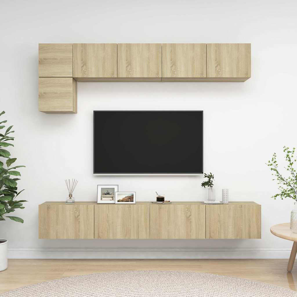 5 Piece TV Cabinet Set Engineered Wood Width 100 cm Sonoma oak