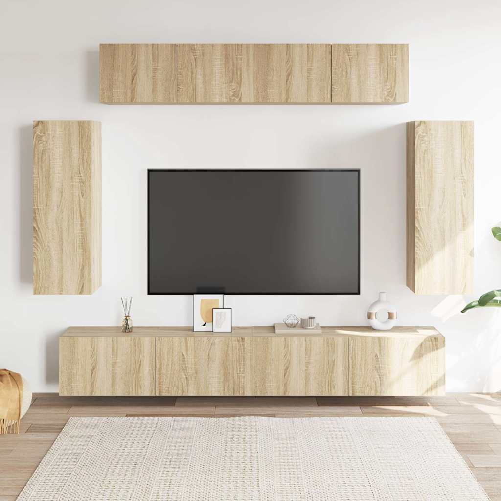 6 Piece TV Cabinet Set Engineered Wood Height 90 cm Sonoma oak