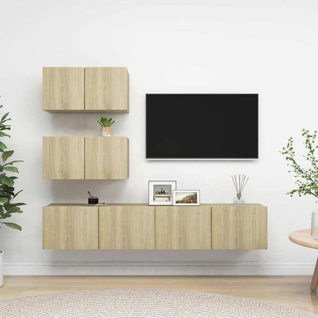 4 Piece TV Cabinet Set Engineered Wood Width 60 cm Sonoma oak