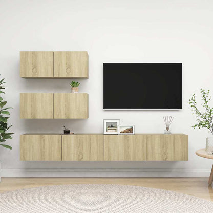 4 Piece TV Cabinet Set Engineered Wood Width 100 cm Sonoma oak