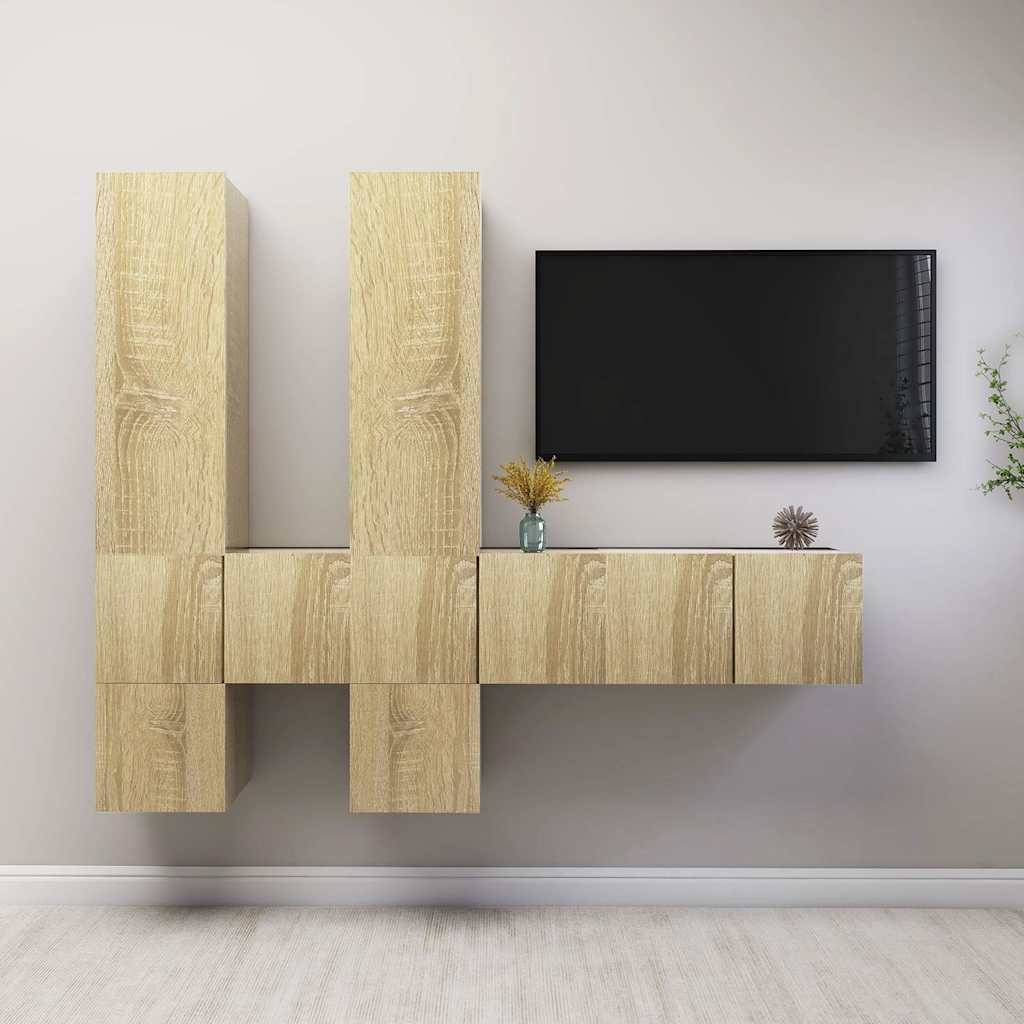 TV Cabinet Set Engineered Wood 7 pcs Sonoma oak