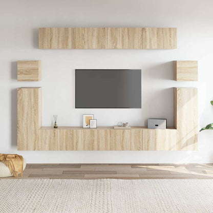 TV Cabinet Set Engineered Wood 8 pcs Width 100 cm Sonoma oak