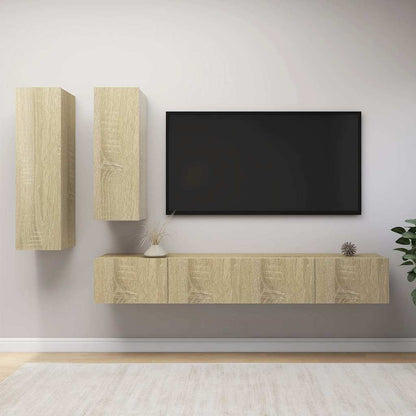 4 Piece TV Cabinet Set Engineered Wood Width 100 cm Sonoma oak