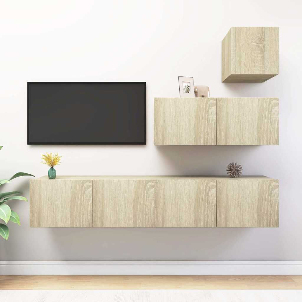 4 Piece TV Cabinet Set Engineered Wood Width 80 cm Sonoma oak