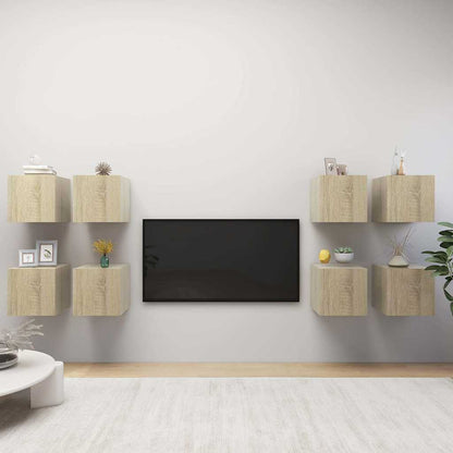 8 Piece Wall-mounted TV Cabinet Set 30,5x30x30 cm Sonoma oak
