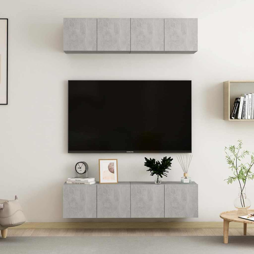 4 Piece TV Cabinet Set 60x30x30 cm Engineered Wood Concrete grey