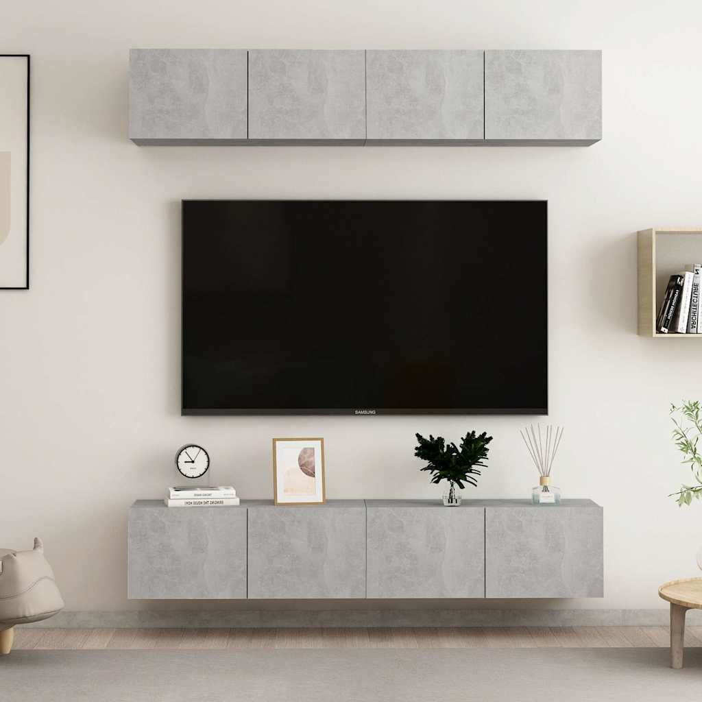 4 Piece TV Cabinet Set 80x30x30 cm Engineered Wood Concrete grey