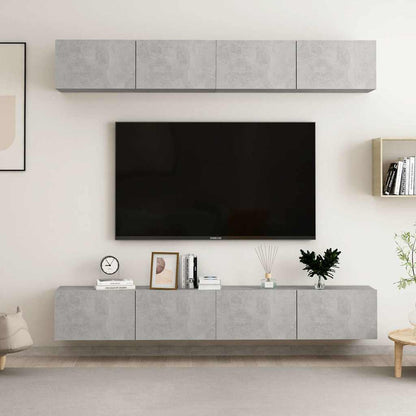 4 Piece TV Cabinet Set 100x30x30 cm Engineered Wood Concrete grey