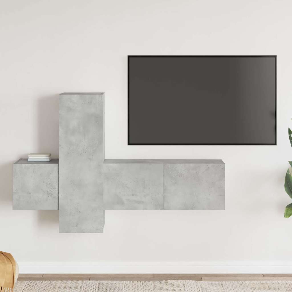 3 Piece TV Cabinet Set Engineered Wood Width 80 cm Concrete grey