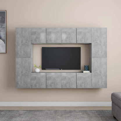 8 Piece TV Cabinet Set Engineered Wood Width 60 cm Concrete grey