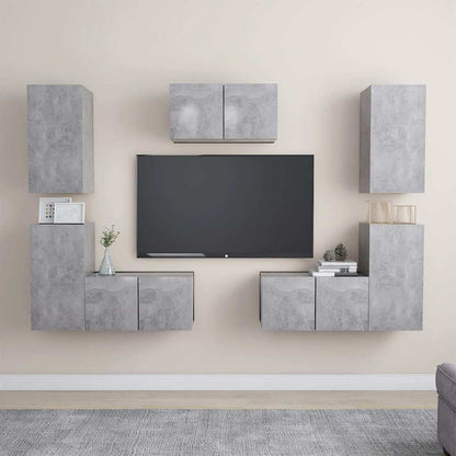 7 Piece TV Cabinet Set Engineered Wood Concrete grey 60 cm