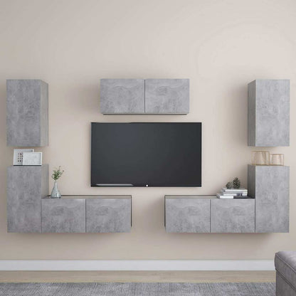 7 Piece TV Cabinet Set Engineered Wood Concrete grey 80 cm
