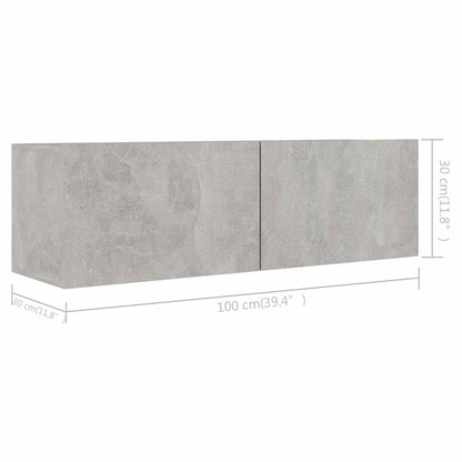TV Cabinet Set Engineered Wood Width 100 cm Concrete grey 3