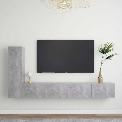 TV Cabinet Set Engineered Wood Width 100 cm Concrete grey 3