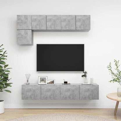 5 Piece TV Cabinet Set Engineered Wood Width 80 cm Concrete grey