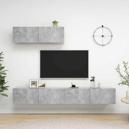 3 Piece TV Cabinet Set Engineered Wood Width 100 cm Concrete grey