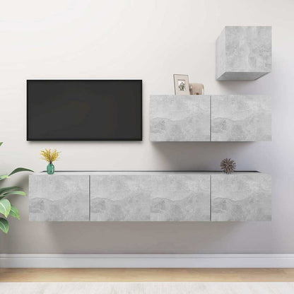 4 Piece TV Cabinet Set Engineered Wood Width 80 cm Concrete grey