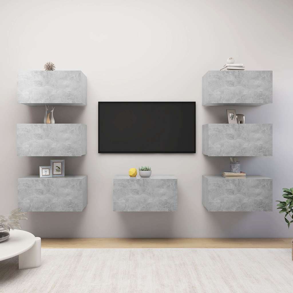 7 Piece TV Cabinet Set 30,5x30x60 cm Engineered Wood Concrete grey