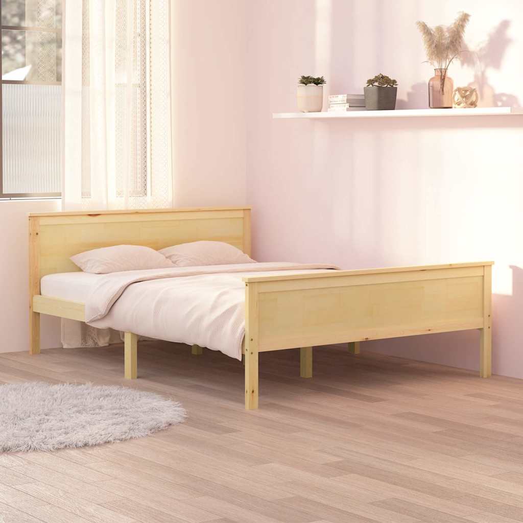 Bed Frame without Mattress Solid Wood Pine Brown 120 x 200 cm