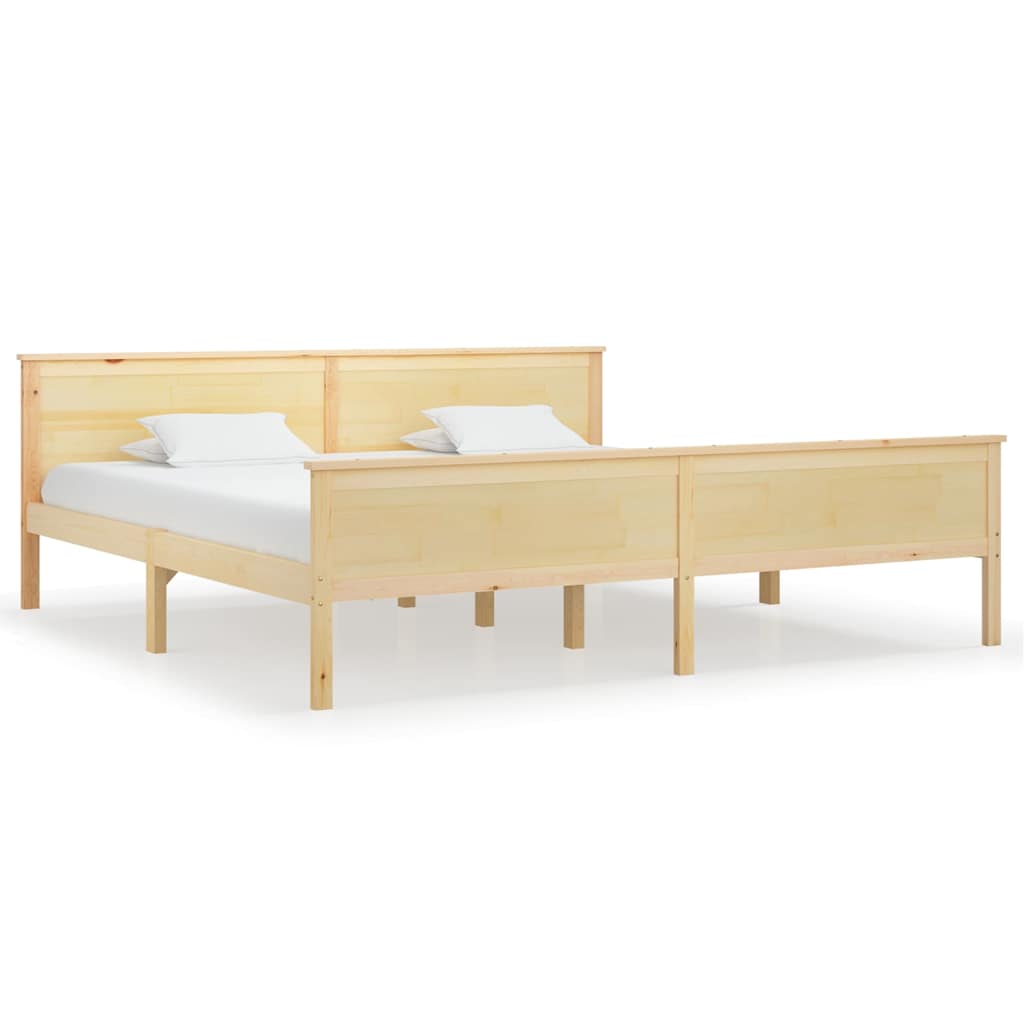 Bed Frame without Mattress Solid Wood Pine Natural 200 x 200 cm