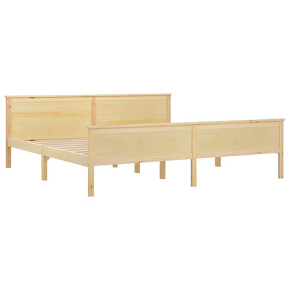 Bed Frame without Mattress Solid Wood Pine Natural 200 x 200 cm