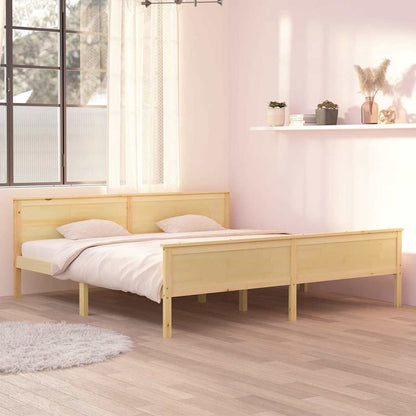 Bed Frame without Mattress Solid Wood Pine Natural 200 x 200 cm