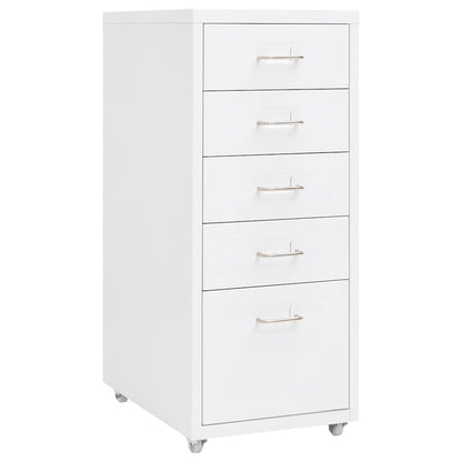Mobile File Cabinet 28x41x69 cm Metal White 5 drawers