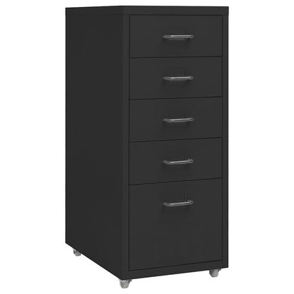 Mobile File Cabinet 28x41x69 cm Metal Black 5 drawers