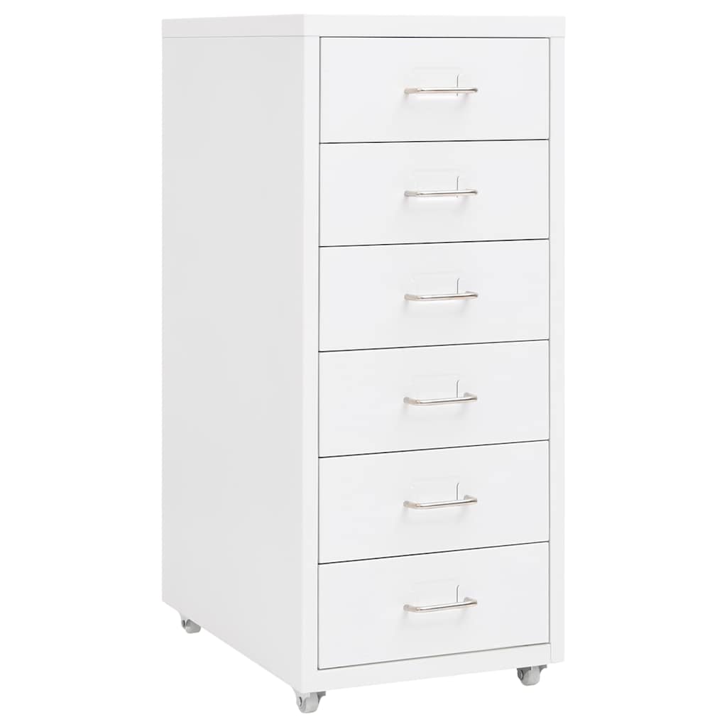 Mobile File Cabinet 28x41x69 cm Metal White 6 drawers