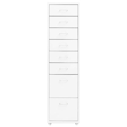 Mobile File Cabinet 28x41x69 cm Metal White 8 drawers