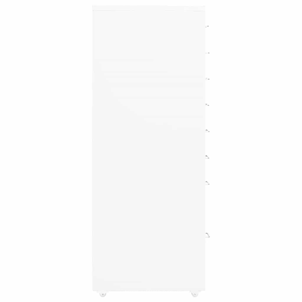 Mobile File Cabinet 28x41x69 cm Metal White 8 drawers