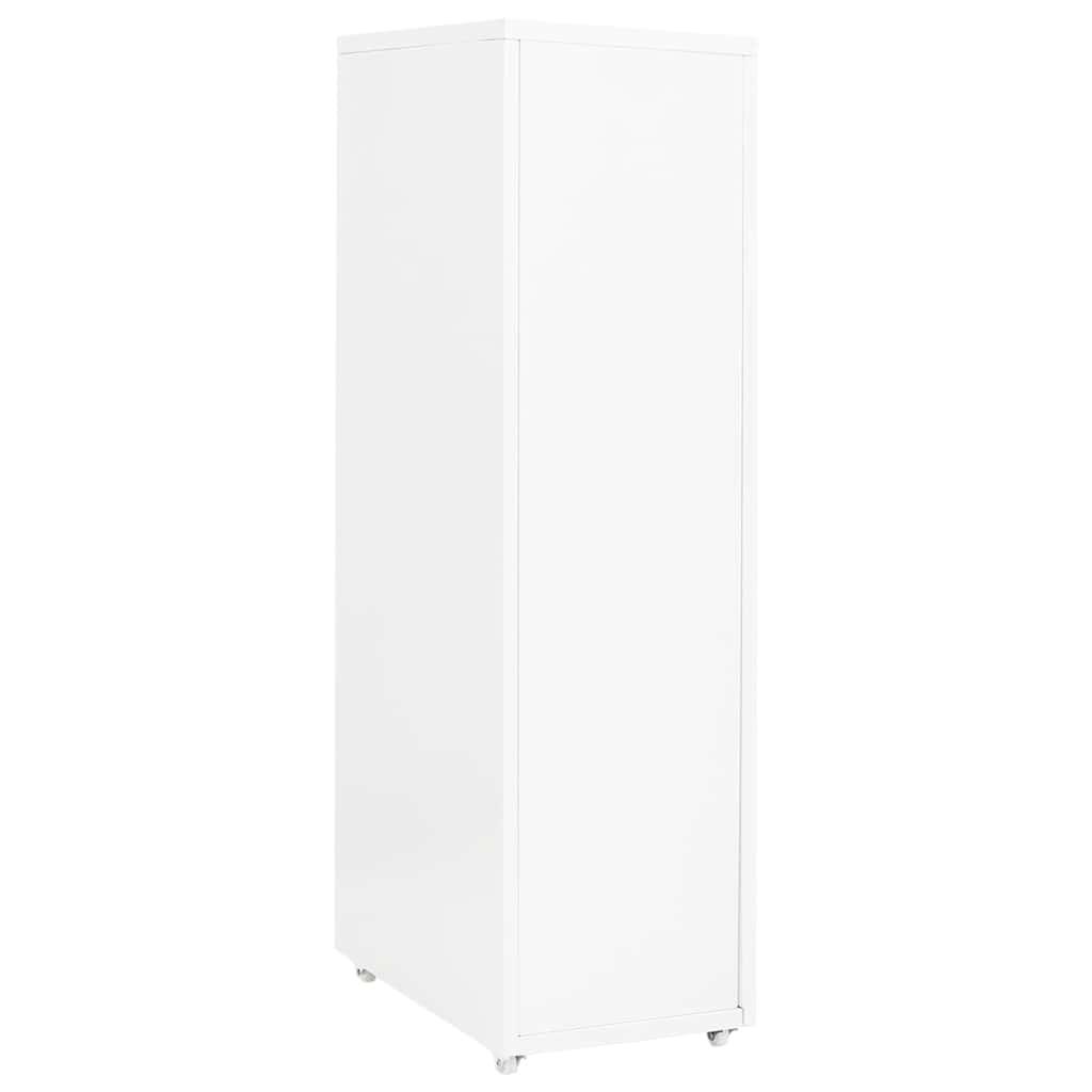 Mobile File Cabinet 28x41x69 cm Metal White 8 drawers