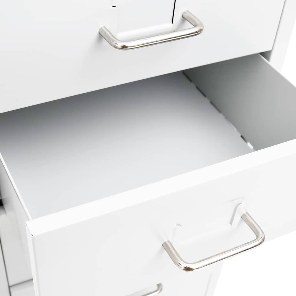 Mobile File Cabinet 28x41x69 cm Metal White 8 drawers