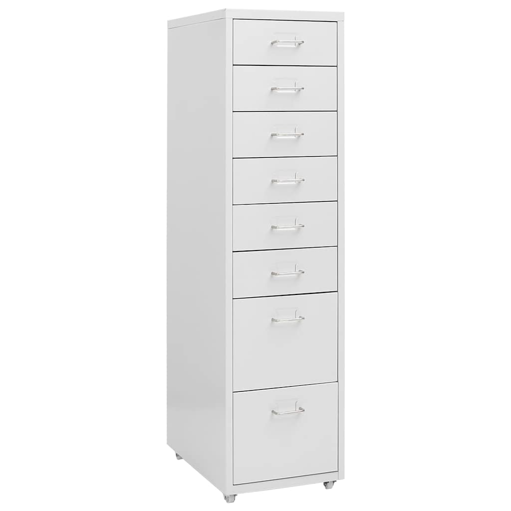Mobile File Cabinet 28x41x69 cm Metal Grey 8 drawers