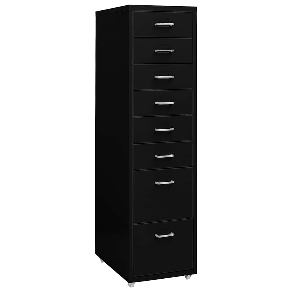 Mobile File Cabinet 28x41x69 cm Metal Black 8 drawers