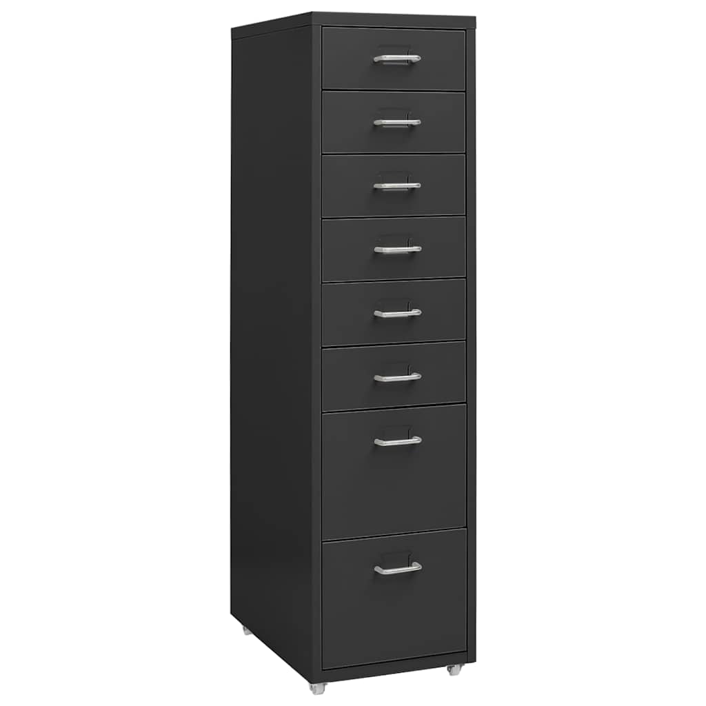 Mobile File Cabinet 28x41x69 cm Metal Anthracite 8 drawers