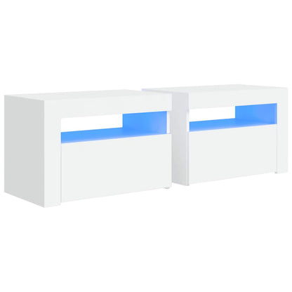 Bedside Cabinets 2 pcs with LEDs 60x35x40 cm White
