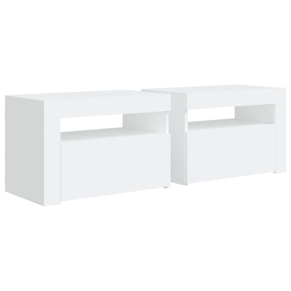 Bedside Cabinets 2 pcs with LEDs 60x35x40 cm White