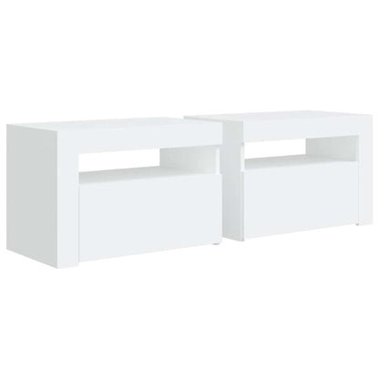 Bedside Cabinets 2 pcs with LEDs 60x35x40 cm White