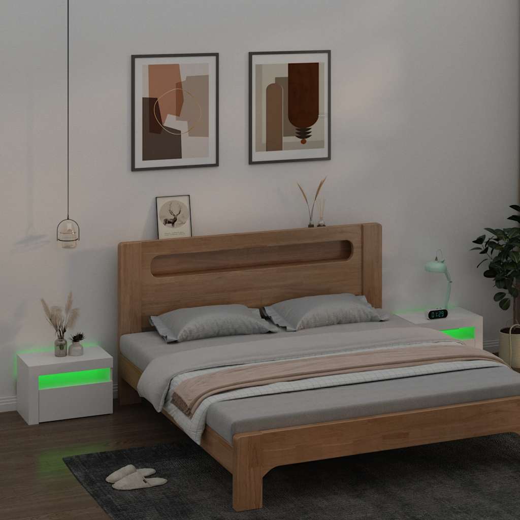 Bedside Cabinets 2 pcs with LEDs 60x35x40 cm White