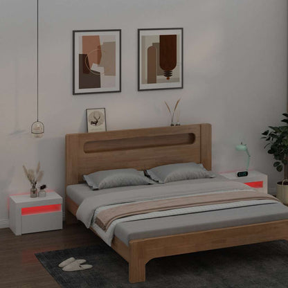 Bedside Cabinets 2 pcs with LEDs 60x35x40 cm White