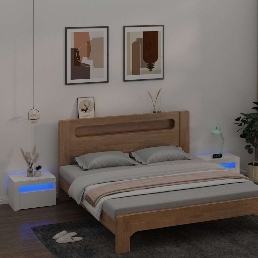 Bedside Cabinets 2 pcs with LEDs 60x35x40 cm White