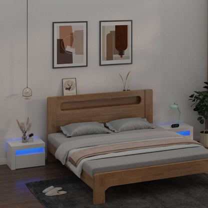 Bedside Cabinets 2 pcs with LEDs 60x35x40 cm White