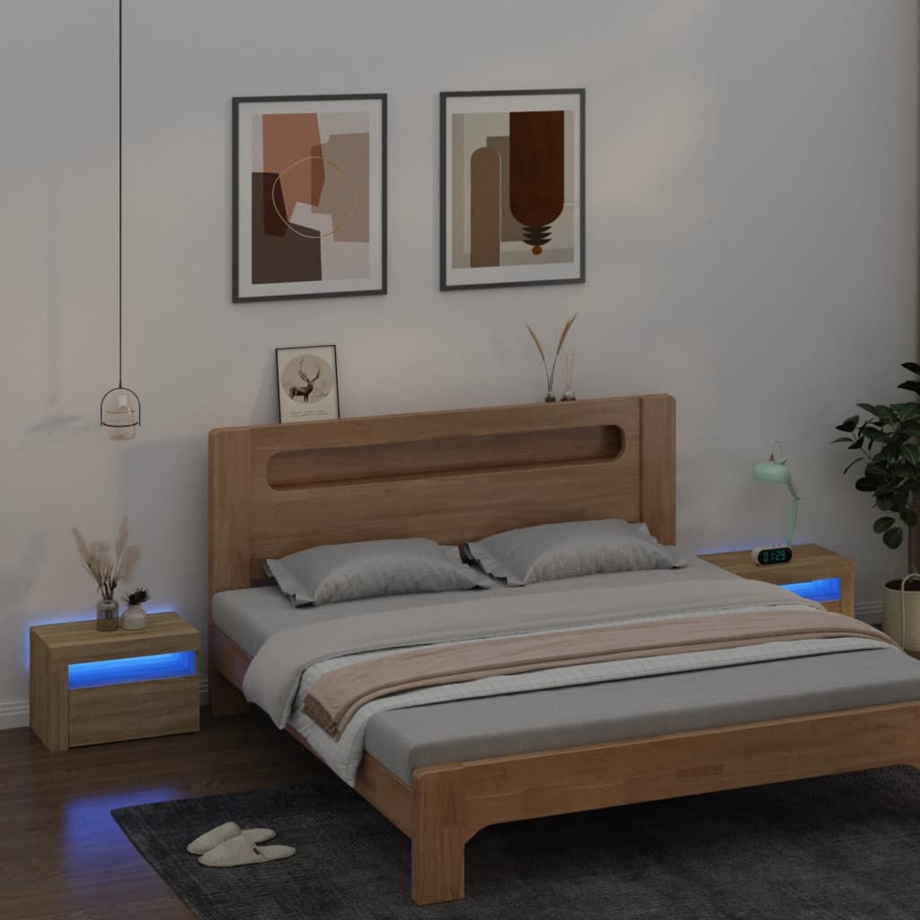 Bedside Cabinets 2 pcs with LEDs 60x35x40 cm Sonoma oak