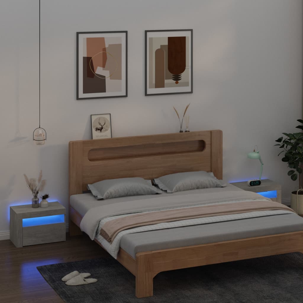 Bedside Cabinets 2 pcs with LEDs 60x35x40 cm Concrete grey