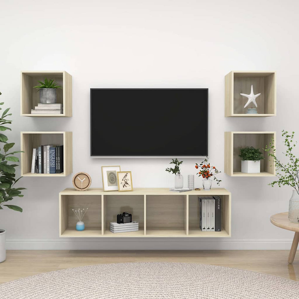 vidaXL 5 Piece TV Cabinet Set Engineered Wood
