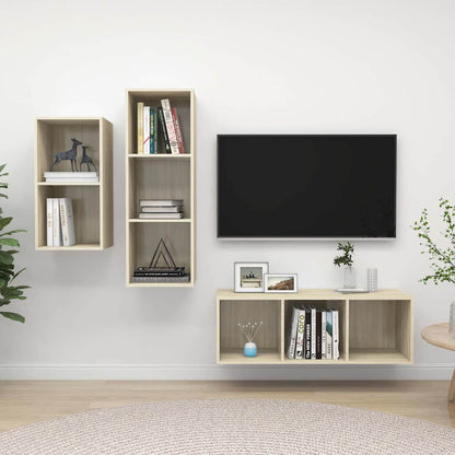 3 Piece TV Cabinet Set Engineered Wood Sonoma oak