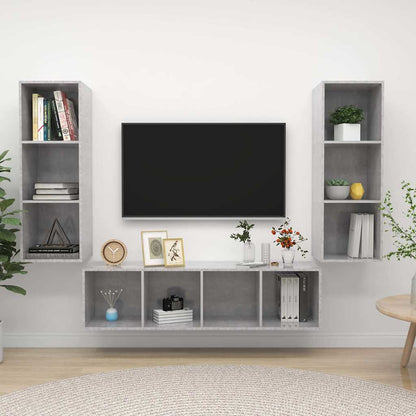 3 Piece TV Cabinet Set Engineered Wood Concrete grey
