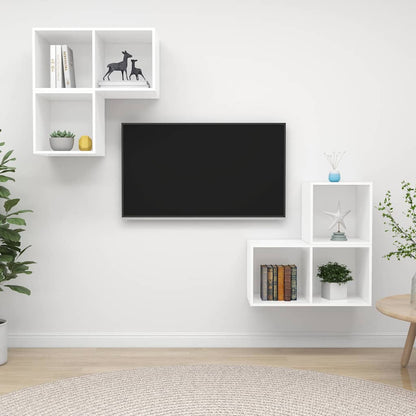 4 Piece TV Cabinet Set Engineered Wood White